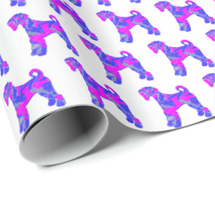 Airedale Terrier Dog Silhouette P&B White Gift Wrapping Paper