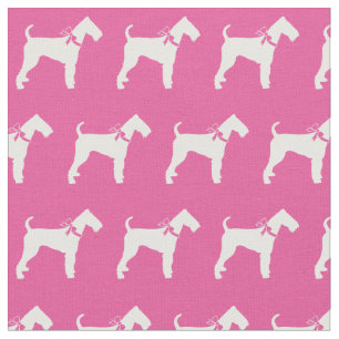 Airedale Terrier Dog Silhouette Pet Pink Fabric