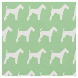 Airedale Terrier Dog Silhouette Pet Sage Green Fabric