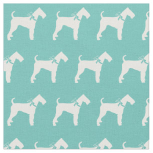 Airedale Terrier Dog Silhouette Pet Teal Fabric