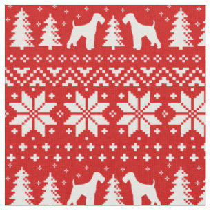 Airedale Terrier Dog Silhouettes Christmas Holiday Fabric