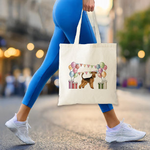 Airedale Terrier Dog With Pastel Colours Birthday Tote Bag