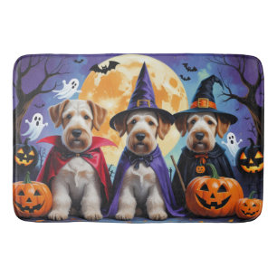 Airedale Terrier Dogs Pumpkin Halloween Funny Bath Mat