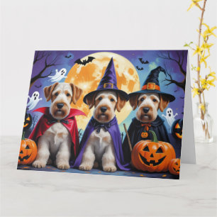 Airedale Terrier Dogs Pumpkin Halloween Funny Card