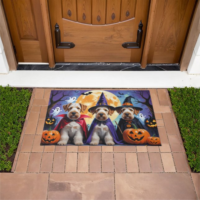 Airedale Terrier Dogs Pumpkin Halloween Funny Doormat (Outdoor)