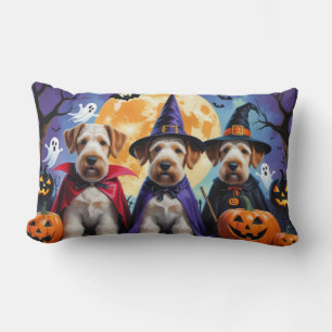 Airedale Terrier Dogs Pumpkin Halloween Funny Lumbar Cushion