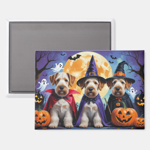 Airedale Terrier Dogs Pumpkin Halloween Funny Magnet