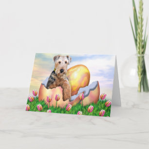 Airedale Terrier Easter Surprise Holiday Card