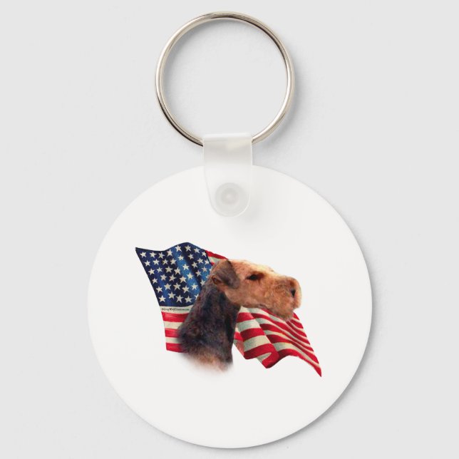 Airedale Terrier Flag Key Ring (Front)