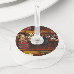 AIREDALE TERRIER & FRIENDS WINE GLASS TAG