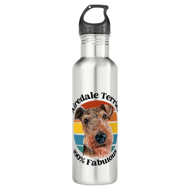 Airedale Terrier funny quote 710 Ml Water Bottle (Front)