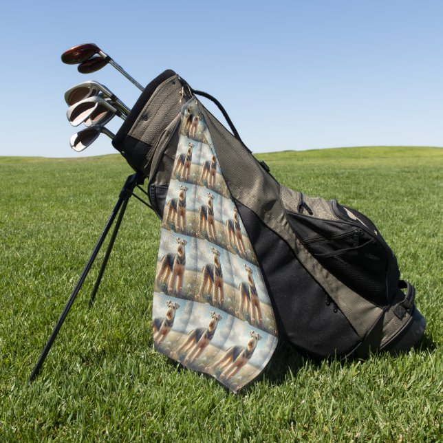 Airedale Terrier Golf Towel (Green)