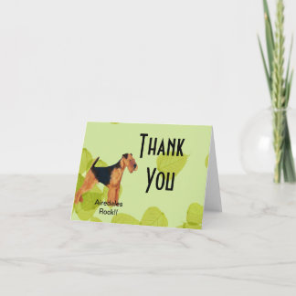 Airedale Terrier ~ Green Leaves Design Thank You Card