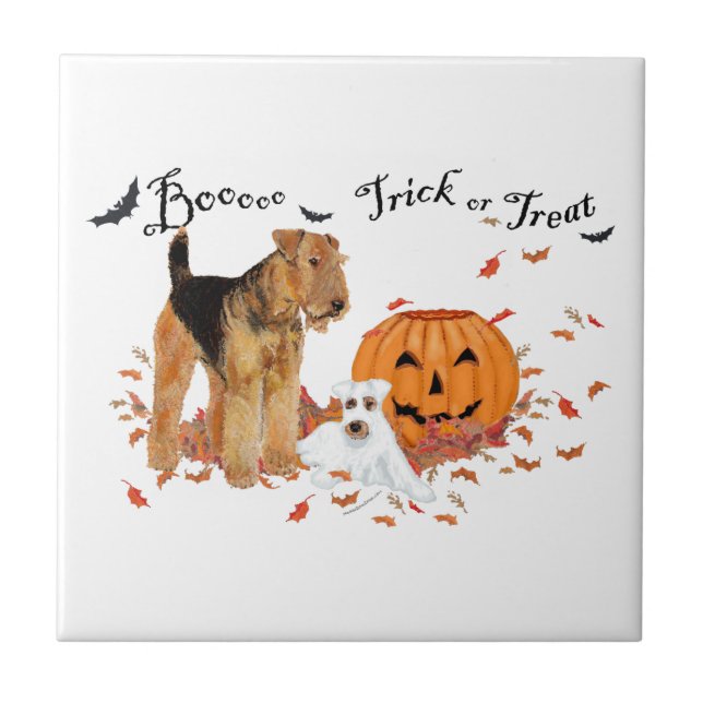 Airedale Terrier Halloween Tile (Front)