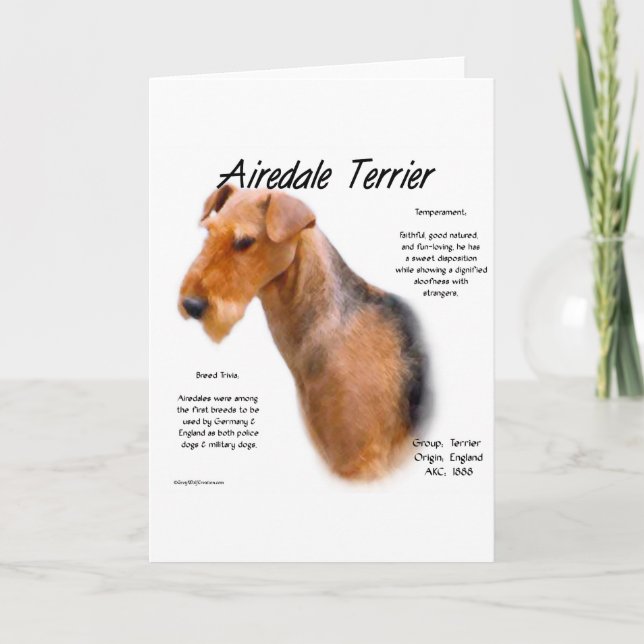 Airedale Terrier History Design Holiday Card (Front)