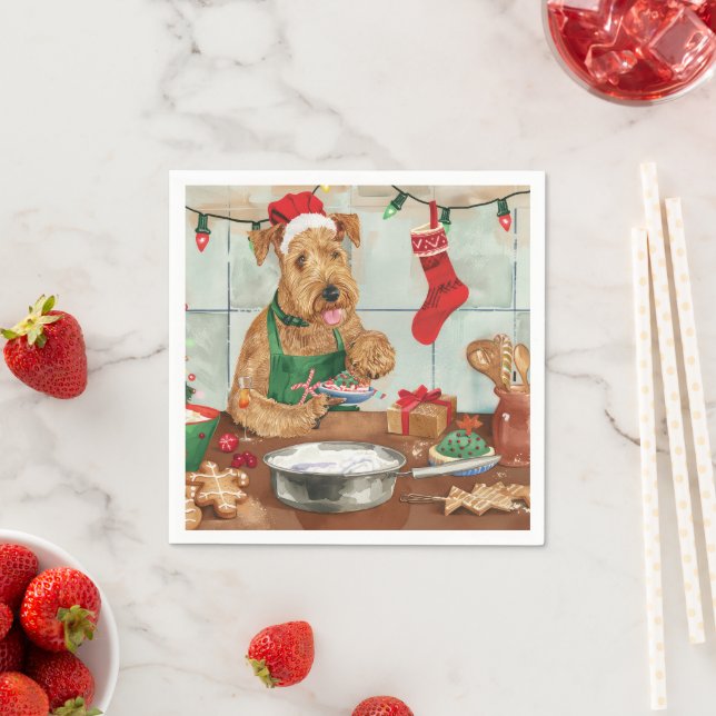 Airedale Terrier Holiday Baking: Festive Christmas Napkin (Insitu)