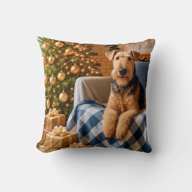 Airedale Terrier Holiday  Cushion (Front)