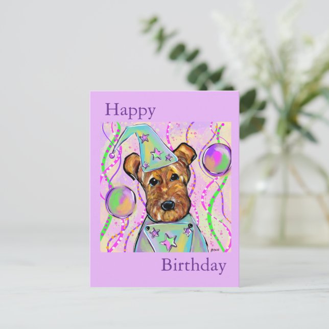 AIREDALE TERRIER   HOLIDAY POSTCARD (Standing Front)