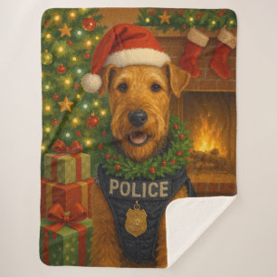 Airedale Terrier Holiday Sherpa Blanket