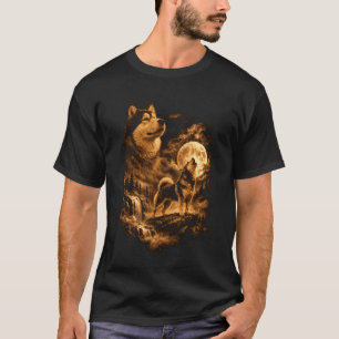Airedale Terrier Howling Moon Dog Fantasy Forrest T-Shirt
