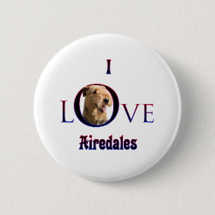 Airedale Terrier I Love 6 Cm Round Badge