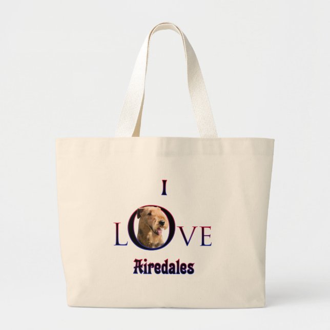 Airedale Terrier I Love Large Tote Bag (Front)