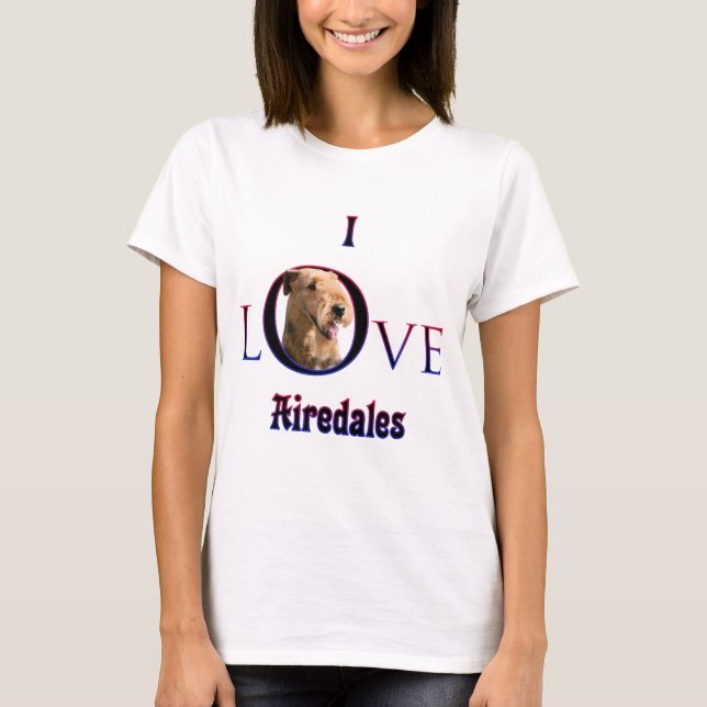Airedale Terrier I Love T-Shirt (Front)