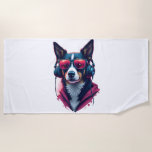 Airedale Terrier in christmas hat  Beach Towel<br><div class="desc">Airedale Terrier in christmas hat</div>