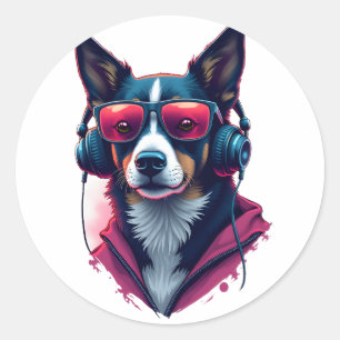 Airedale Terrier in christmas hat  Classic Round Sticker