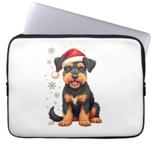 Airedale Terrier in christmas hat Laptop Sleeve