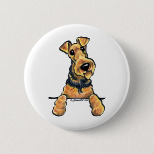 Airedale Terrier Line Art 6 Cm Round Badge