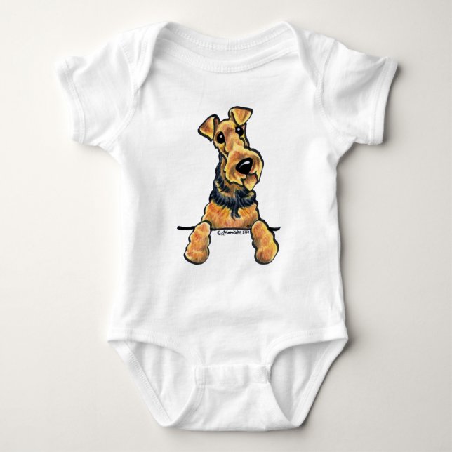 Airedale Terrier Line Art Baby Bodysuit (Front)