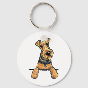 Airedale Terrier Line Art Key Ring