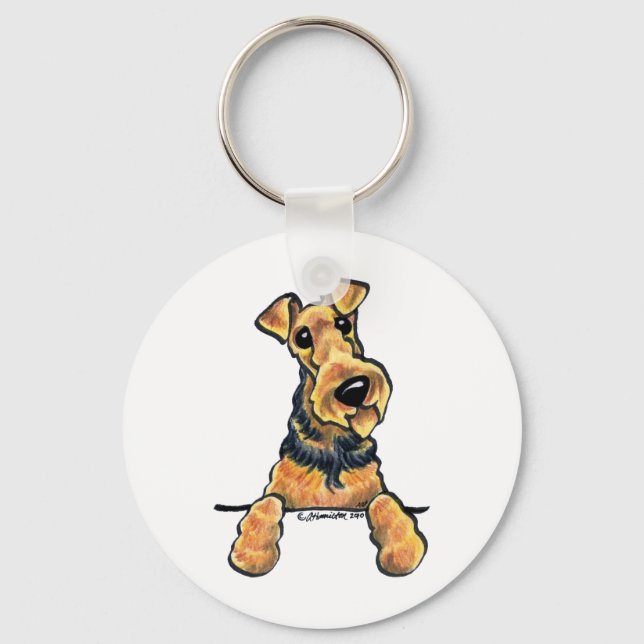 Airedale Terrier Line Art Key Ring (Front)