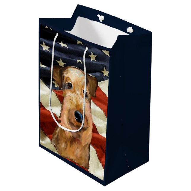  AIREDALE TERRIER     MEDIUM GIFT BAG (Front Angled)