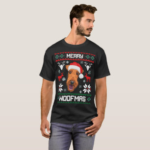 Airedale Terrier Merry Woofmas Christmas T-Shirt
