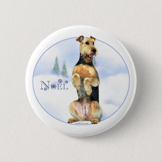 Airedale Terrier Noel - Button (Front)