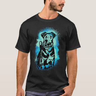 Airedale Terrier Paint Blue Design Dog Mom Dad_1 T-Shirt