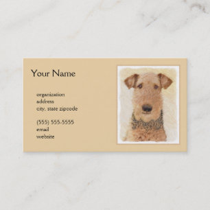 Airedale Terrier Painting - Cute Original Art Business Card