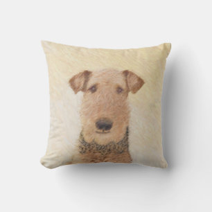 Airedale Terrier Painting - Cute Original Art Cushion