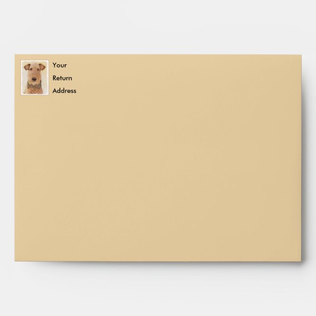 Airedale Terrier Painting - Cute Original Art Envelope (Front)