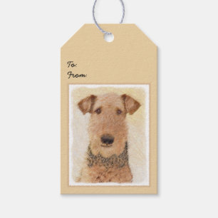 Airedale Terrier Painting - Cute Original Art Gift Tags