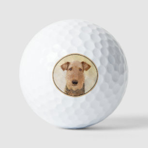 Airedale Terrier Painting - Cute Original Art Golf Balls