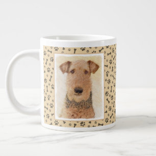 Airedale Terrier Painting - Cute Original Art Large Coffee Mug