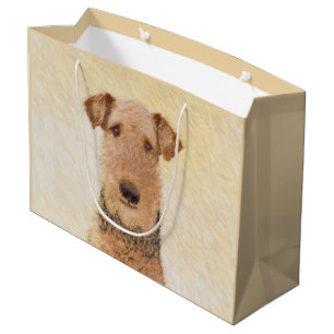 Airedale Terrier Painting - Cute Original Art Large Gift Bag