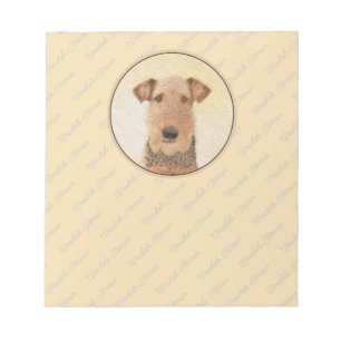 Airedale Terrier Painting - Cute Original Art Notepad