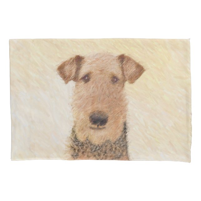 Airedale Terrier Painting - Cute Original Art Pillowcase (Front)
