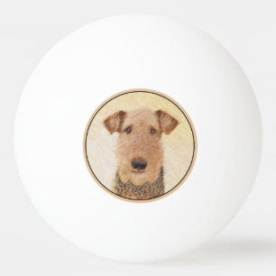 Airedale Terrier Painting - Cute Original Art Ping Pong Ball