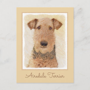 Airedale Terrier Painting - Cute Original Art Postcard