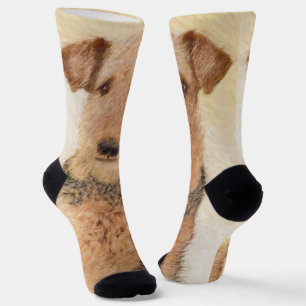 Airedale Terrier Painting - Cute Original Art Socks